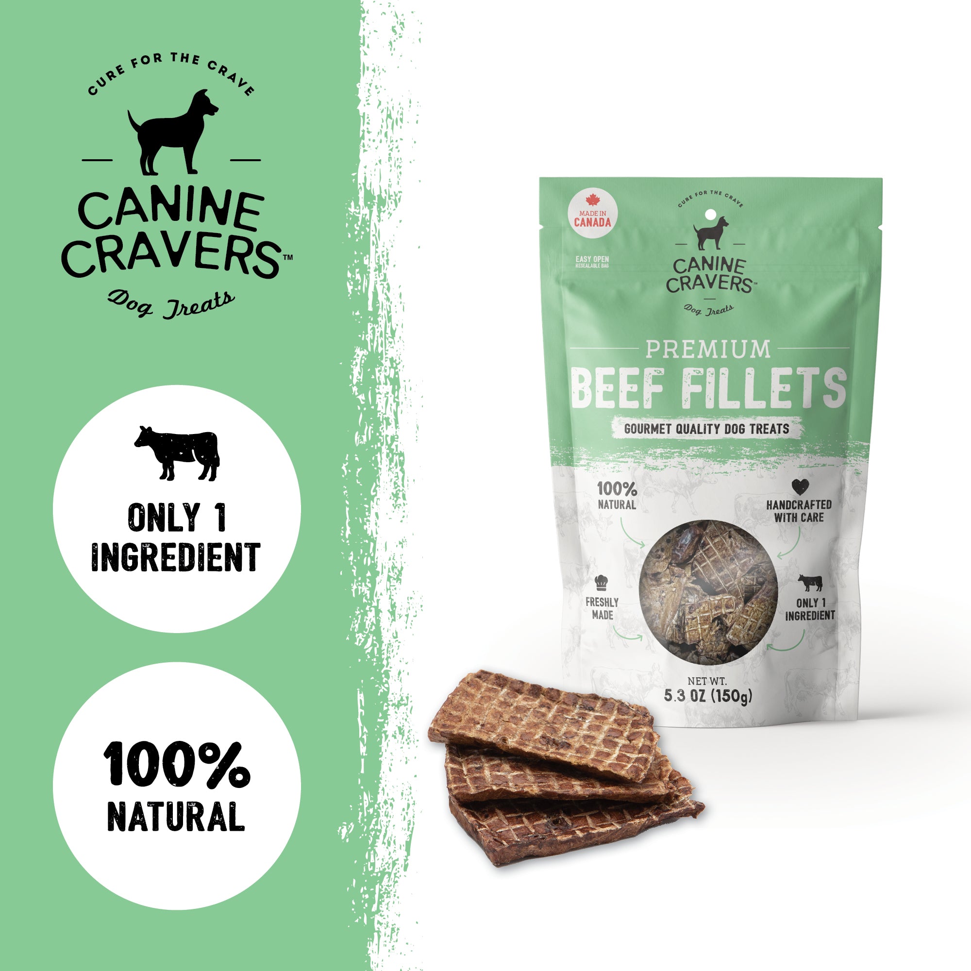 Premium Beef Fillets Dog Treats 5.3 oz Bag