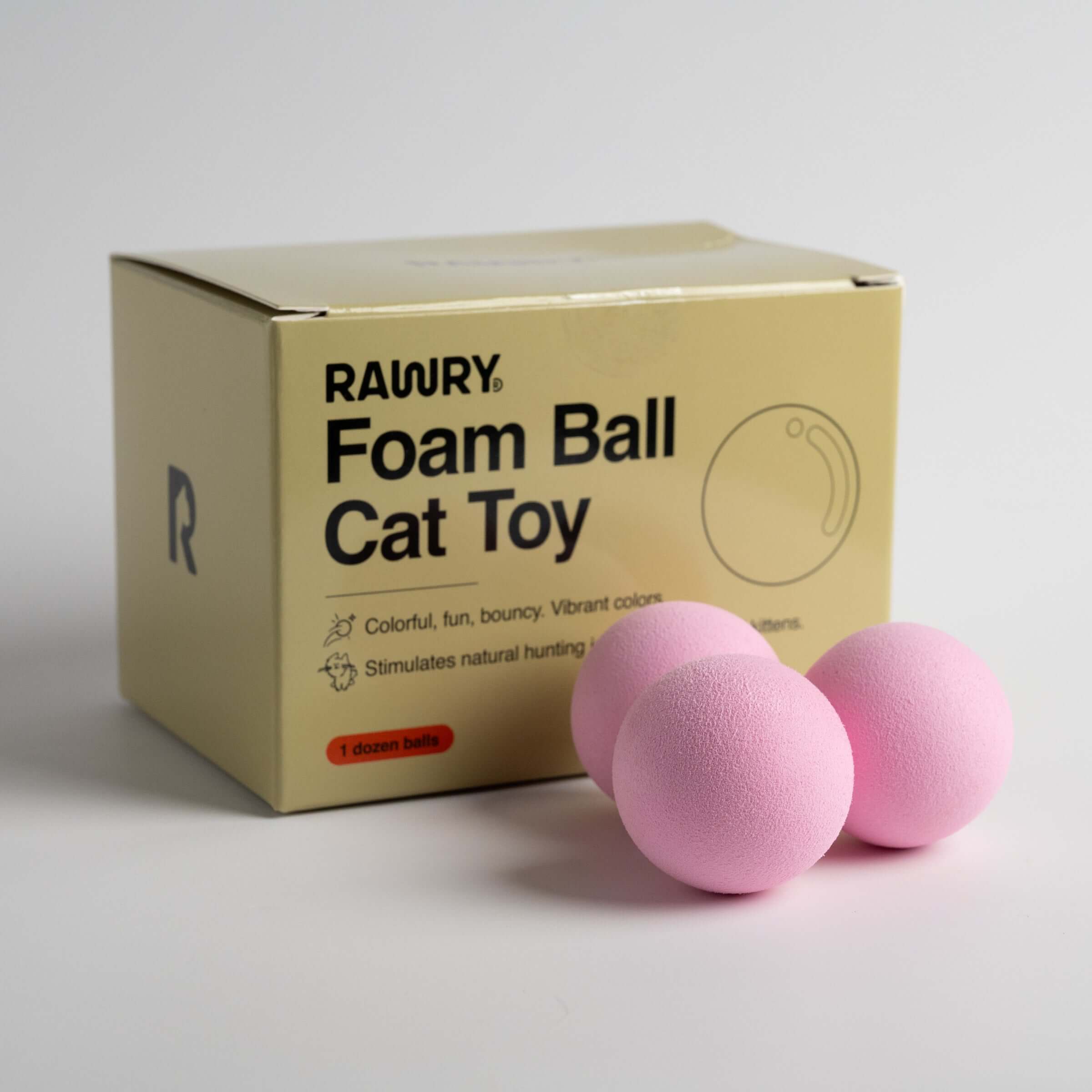 Rawry Cat Toys Pink-Dozen Foam Ball Cat Toy