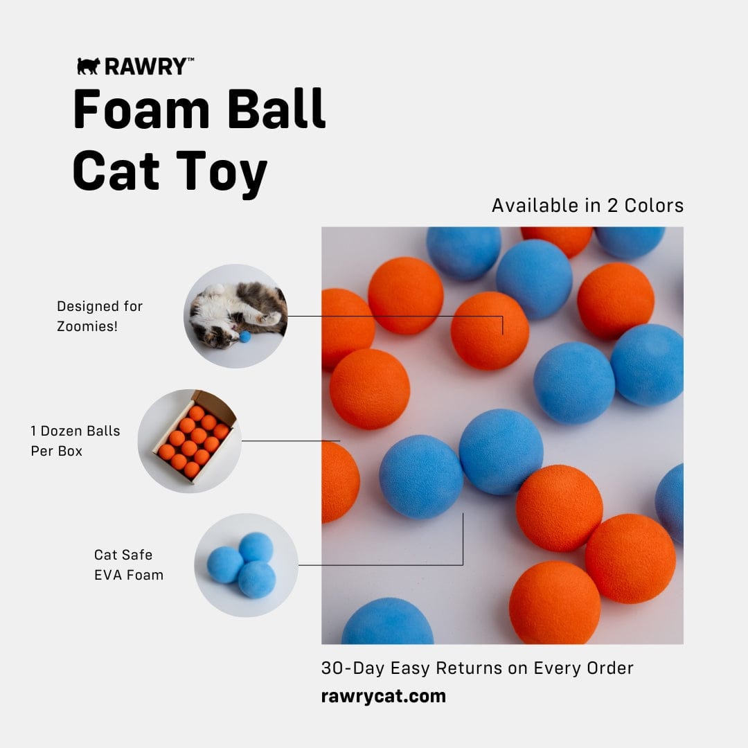 Rawry Cat Toys Multi-Pack (2 Dozen - Orange, Blue)Foam Ball Cat Toy, Orange-dozen, Blue-dozen, pink-dozen