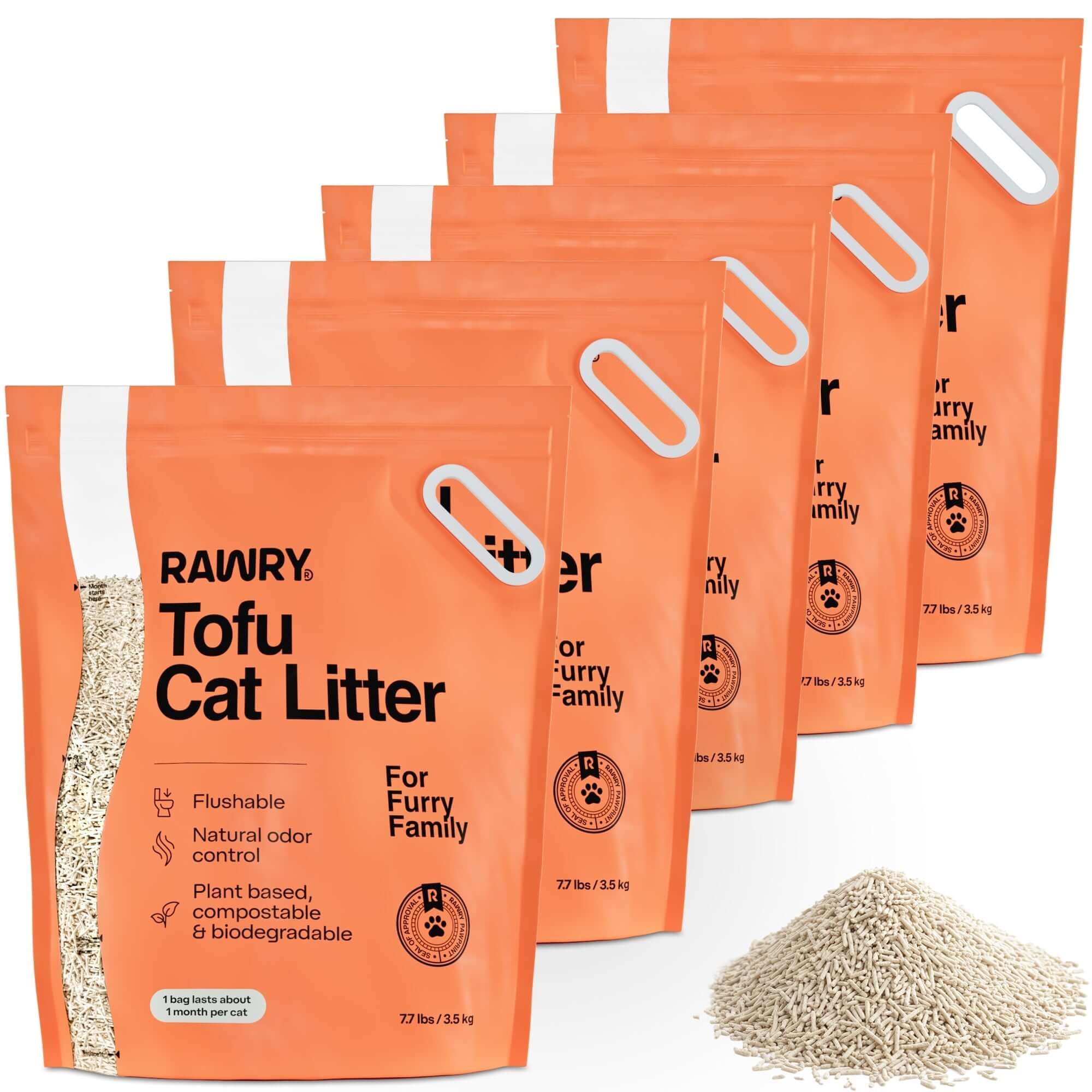 Rawry Cat Litter Tofu Cat Litter - 5 bags