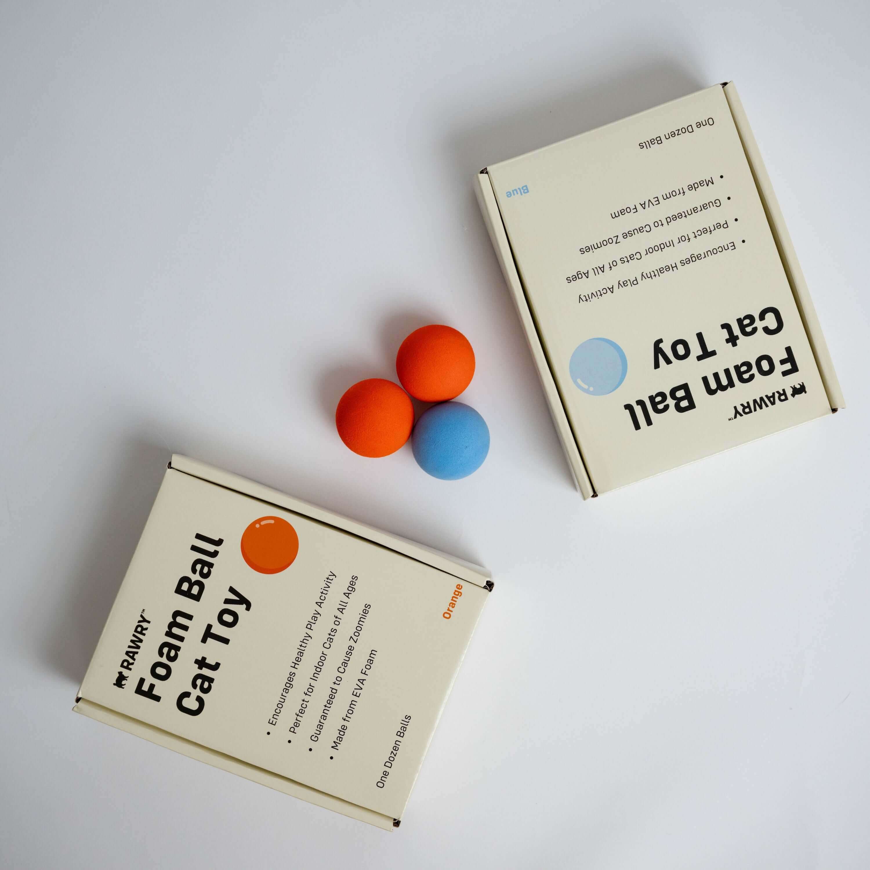 Rawry Cat Toys Multi-Pack (2 Dozen - Orange, Blue) Foam Ball Cat Toy