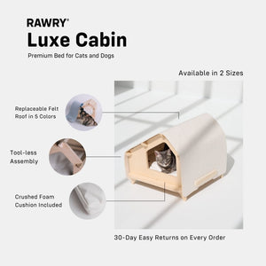 Rawry Pet Houses Luxe Cabin - Cream Medium / Rawry Pet Houses Luxe Cabin - Light Grey Medium / Rawry Pet Houses Luxe Cabin - Maroon Medium / Rawry Pet Houses Luxe Cabin - Delicate Blue Medium / Rawry Pet Houses Luxe Cabin - Tickled Pink Medium | Rawry Pet Houses Luxe Cabin - Cream XL / Rawry Pet Houses Luxe Cabin - Light Grey XL / Rawry Pet Houses Luxe Cabin - Maroon XL /  Rawry Pet Houses Luxe Cabin - Delicate Blue XL / Rawry Pet Houses Luxe Cabin - Tickled Pink XL / Evergreen Medium / Evergreen XL
