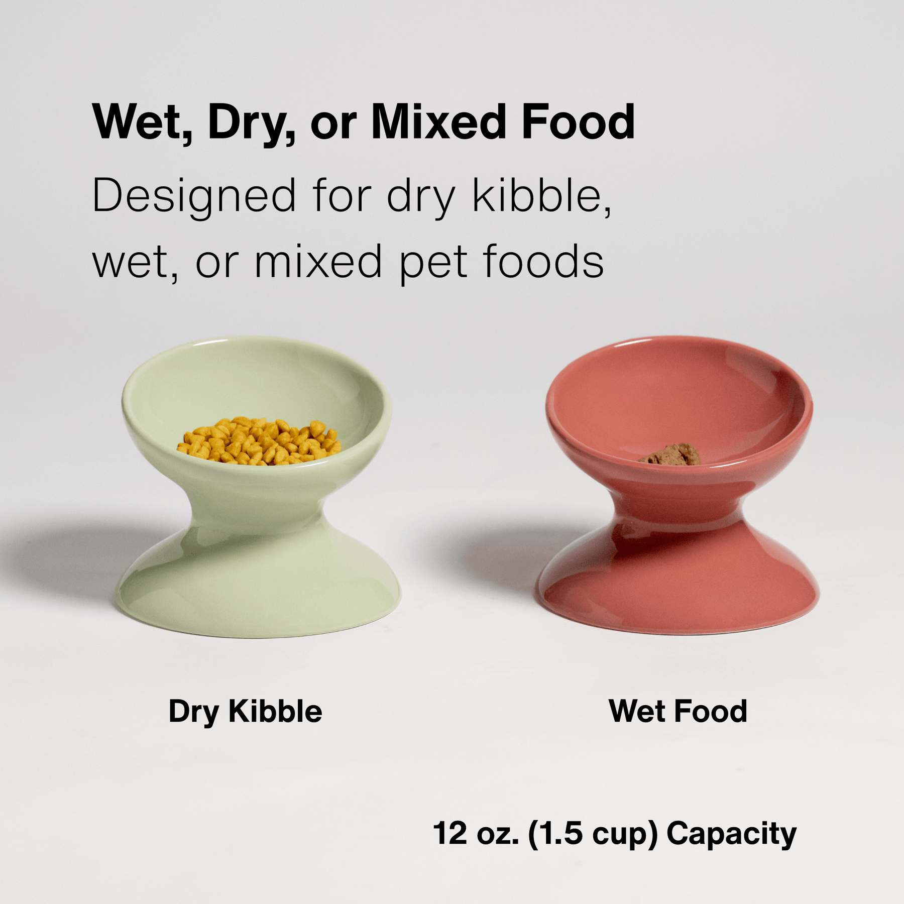 Elevated Tilted Ceramic Food Bowl Seafoam