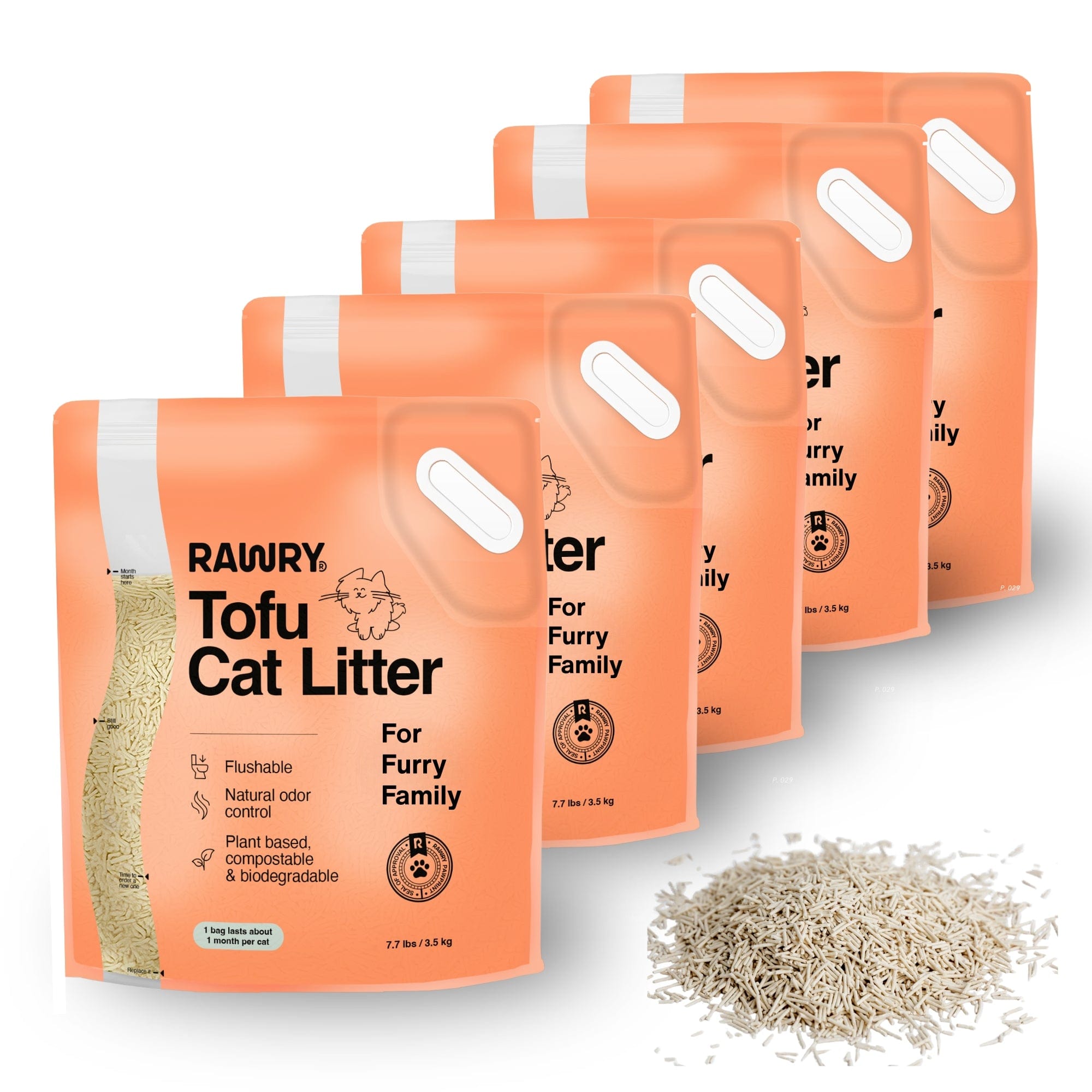 Rawry Cat Litter Tofu Cat Litter - 5 bags