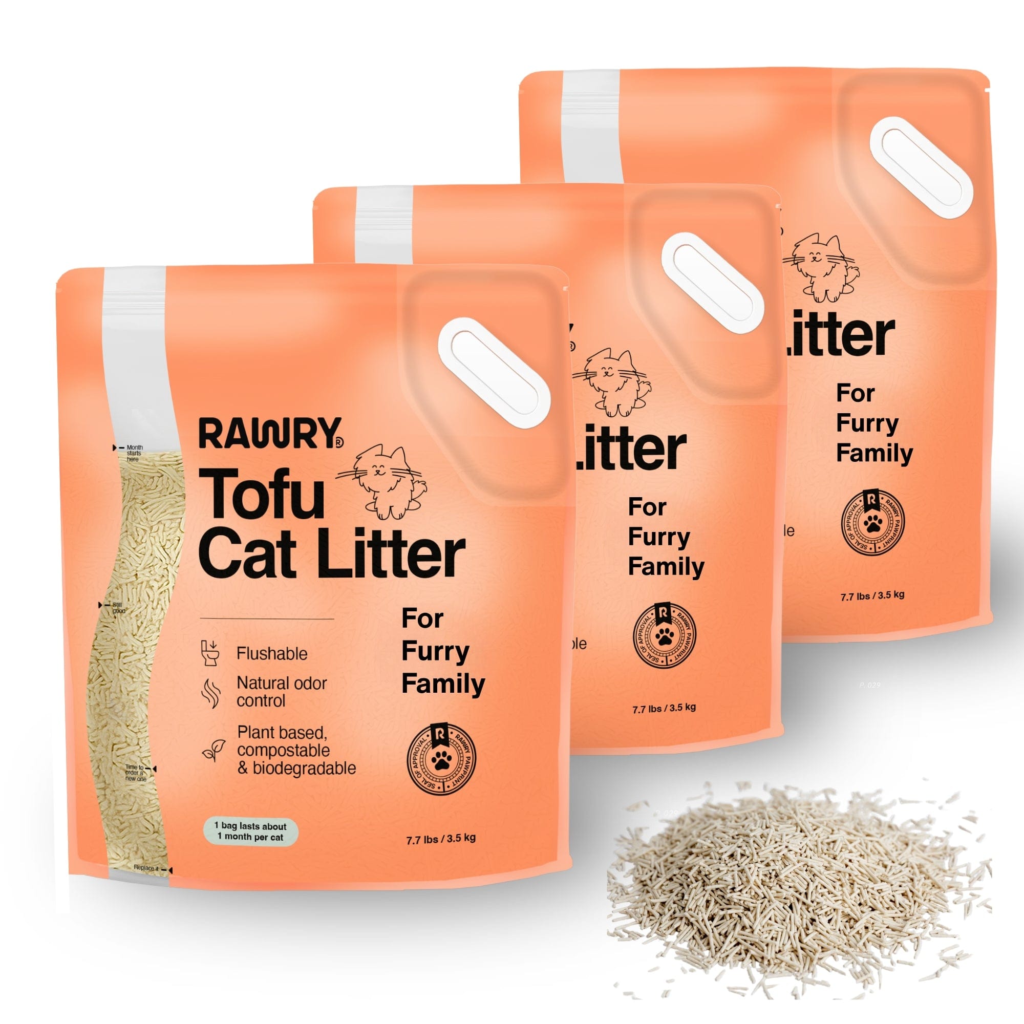 Rawry Cat Litter Tofu Cat Litter - 3 bags