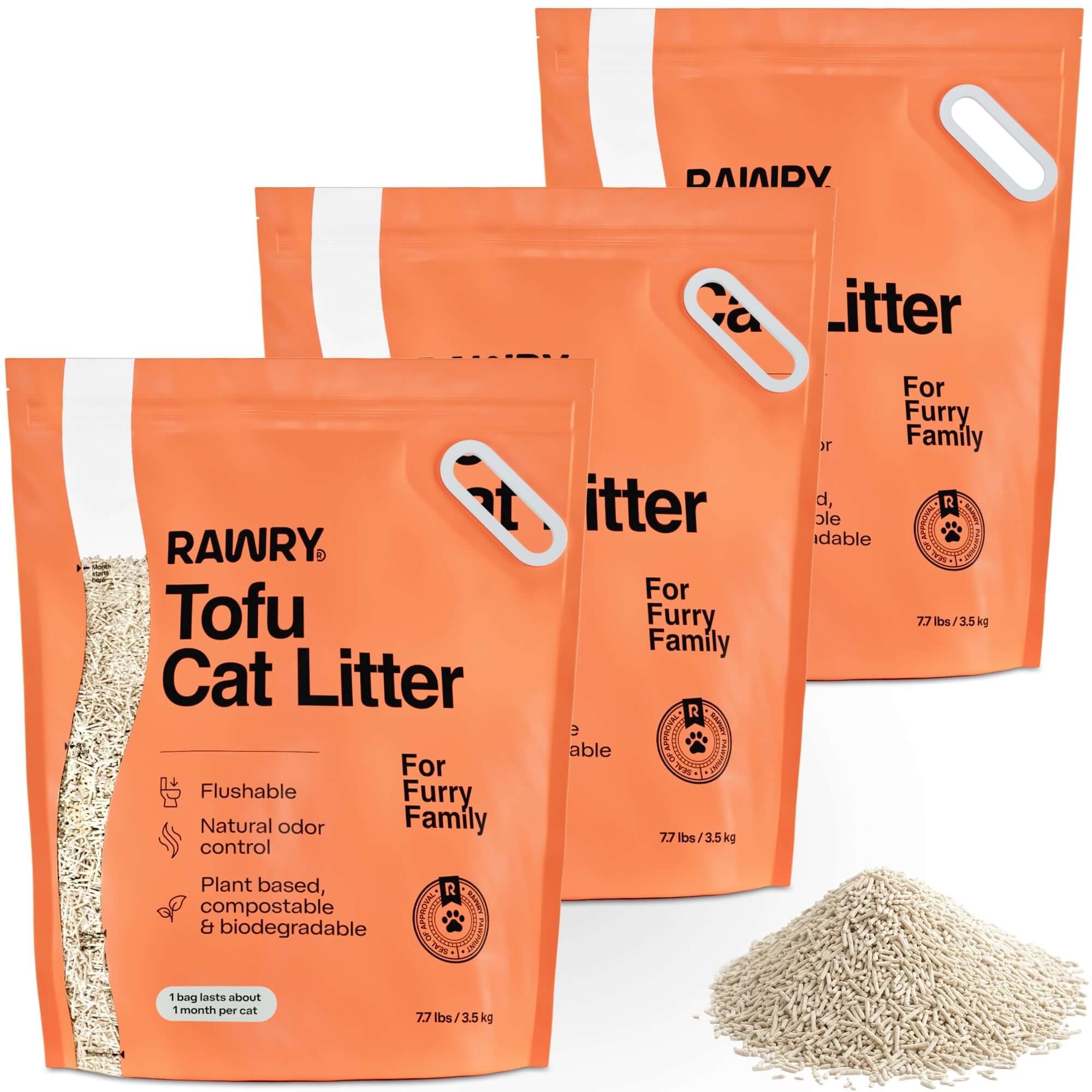 Rawry Cat Litter Tofu Cat Litter - 3 bags